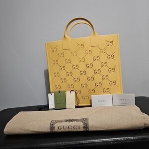 Sale: Yellow Gucci GG Tote Bag w/ Tags and Dust Bag